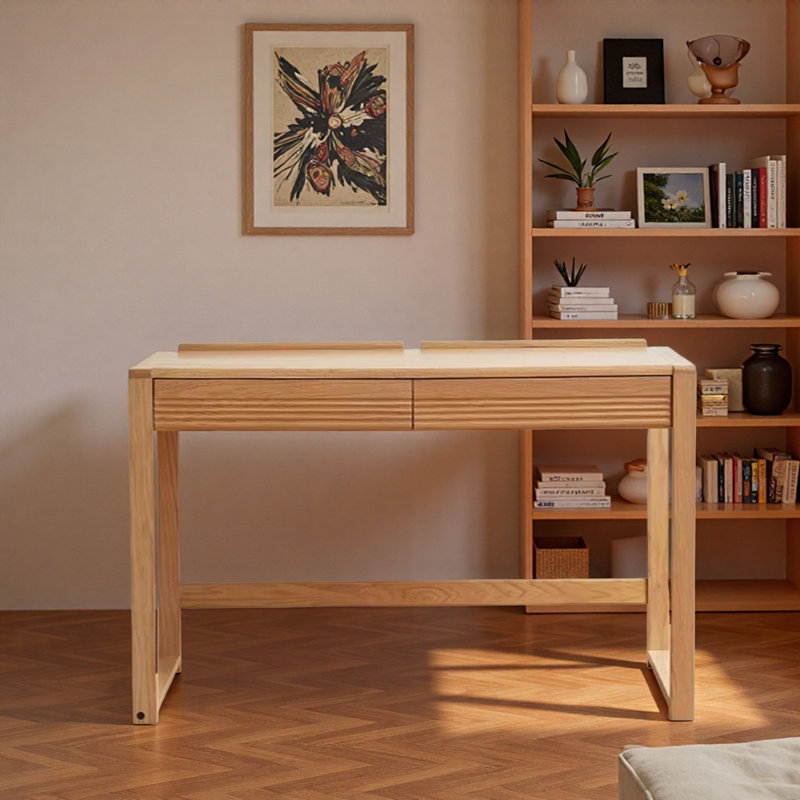 Simple Light Brown Household 2-drawer Writing Desk, 30.7" H x 47.24" W x 21.65" D