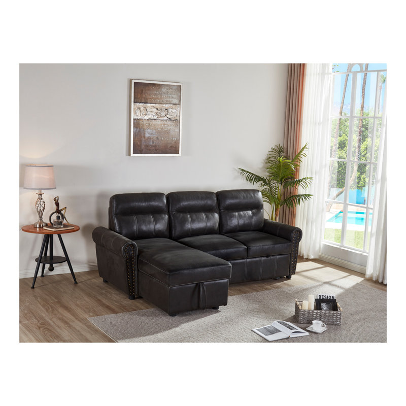Sectional Sofa Bed, BLACK