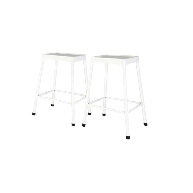 Tabouret de comptoir en métal 2 - thermolaqué blanc, 2 tabourets au design élégant, siège de comptoir