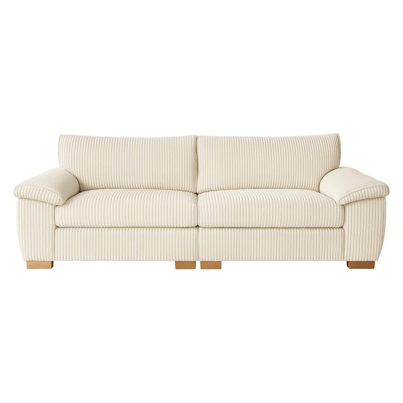 3 Seater Corduroy Sofa, Cream