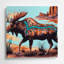 «Southwestern Animals Moose 40», art mural en métal bleu-1319068430