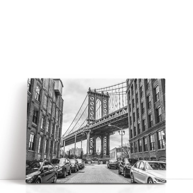 «Manhattan Bridge from a Street, New York», reproduction d'art sur toile, H 24 po x l 32 po