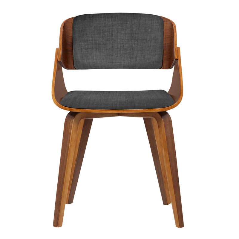 46cm H Polyester Blend Upholstered Slat Back Side Chair, Charcoal