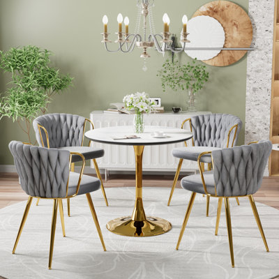 Marble Top Pedestal Dining Set