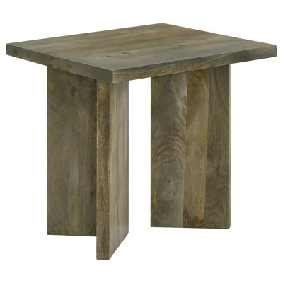 Demea Square Solid Wood End Table Mango Brown