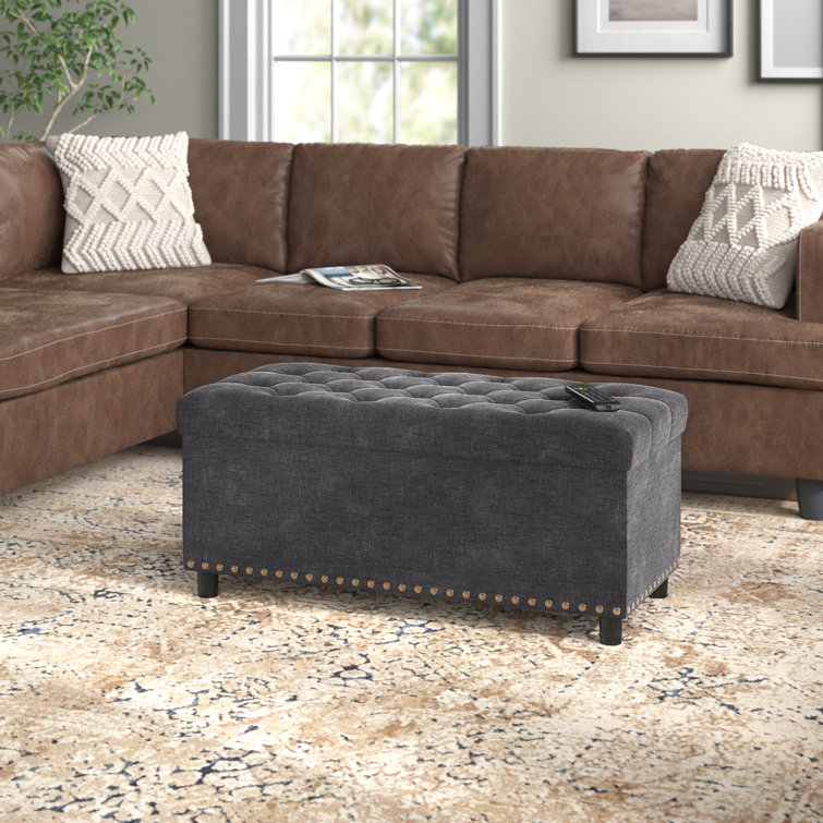 Almarin 35.43" Wide Tufted Rectangle Storage Ottoman