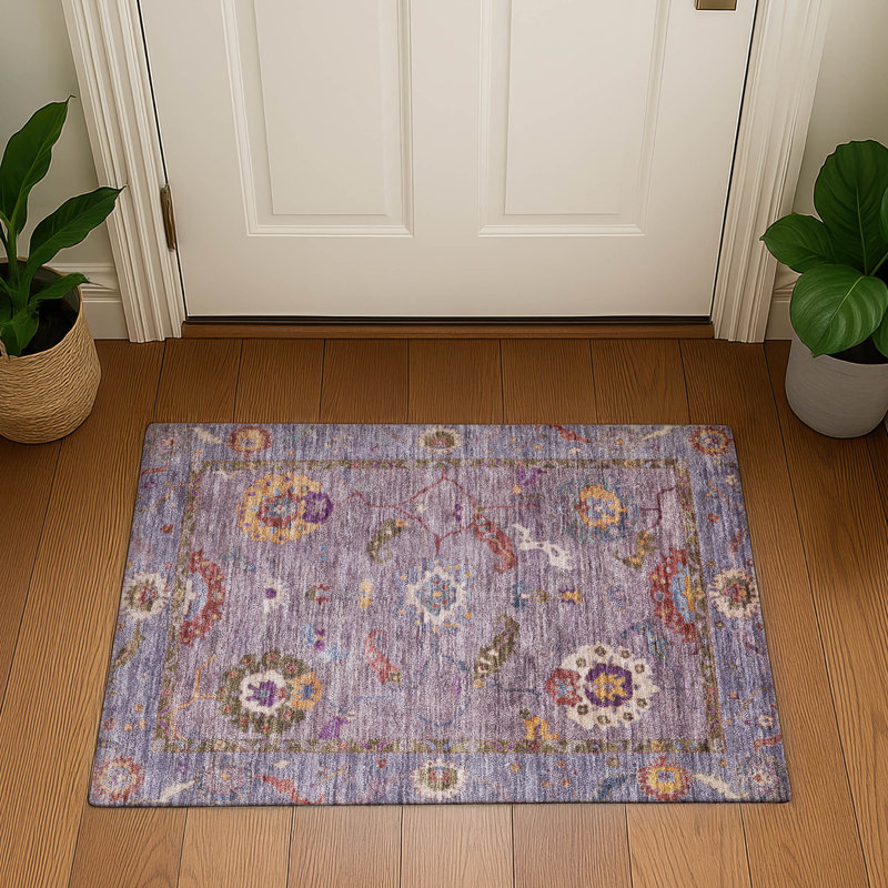 Premium Machine Washable Mayfield AMF2229 Global Rug, 1'8" x 2'6", Plum