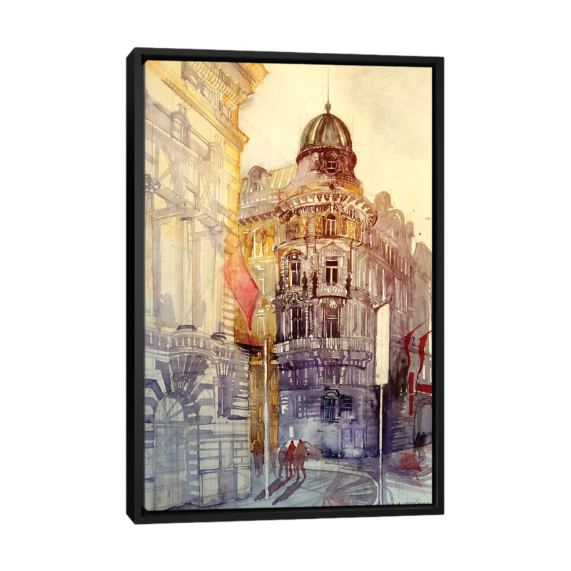 « wien » par maja wronska, impression sur toile, H 26 po x l 18 po x P 1,5 po, Toile avec cadre noir, Pas de tapis