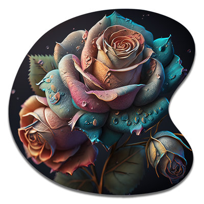 Art mural asymétrique multicolore, roses réalistes et roses