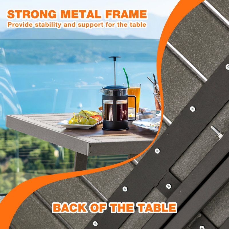 Gray 5-Piece HDPE and Metal Patio Dining Set with Umbrella Hole