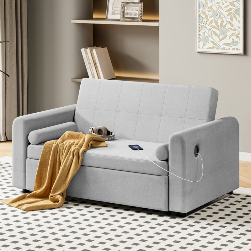 2 Seater Sofa Bed, Light Grey