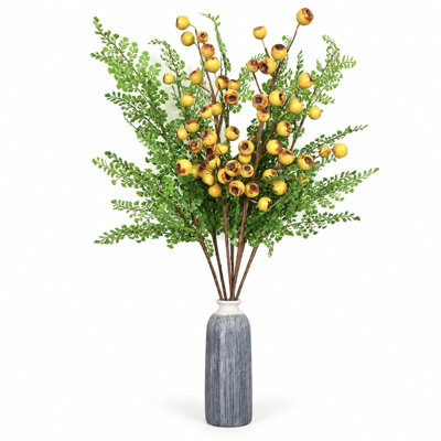 36 po Tige de pavot artificielle avec feuilles de fougère luxuriante, sprays de verdure artificielle pour le printemps et l'automne