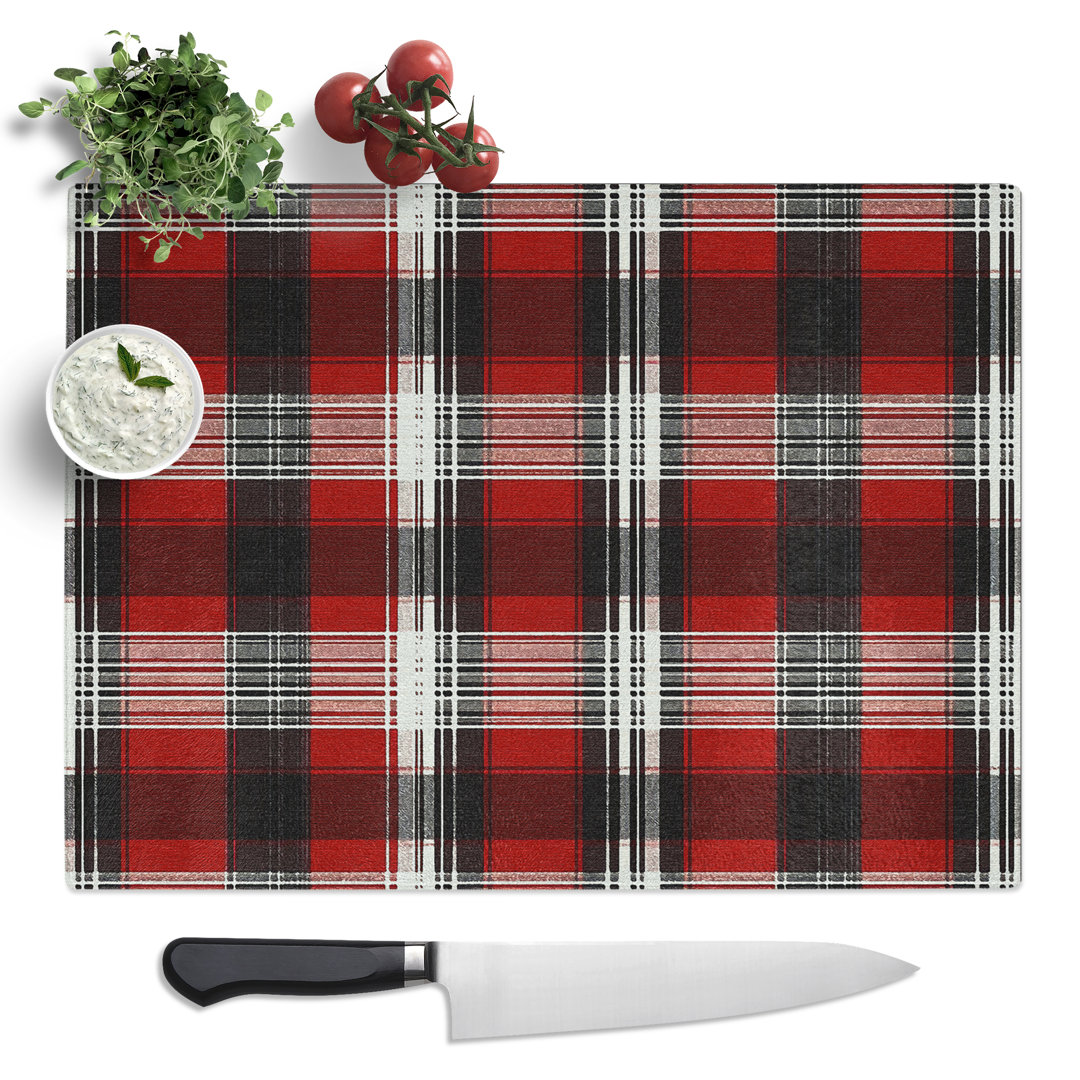 Tartan Pattern Vol.2  Glass Chopping Board
