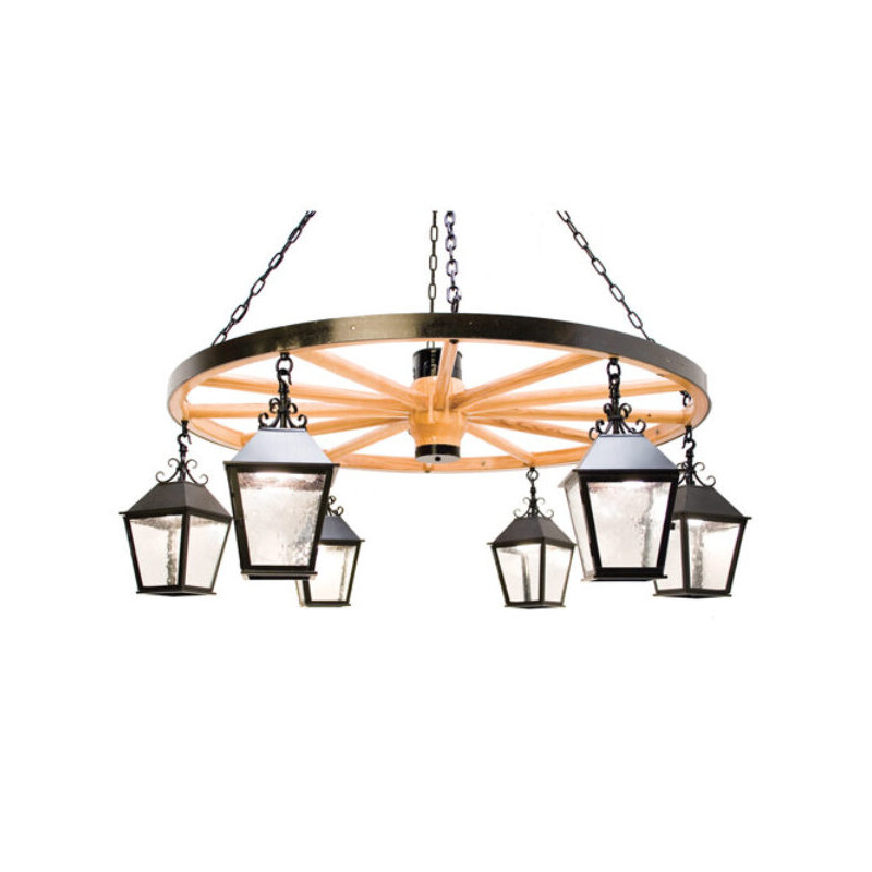 Silverton 6 - Light Chandelier, Earth Marble, Antique Iron Gate