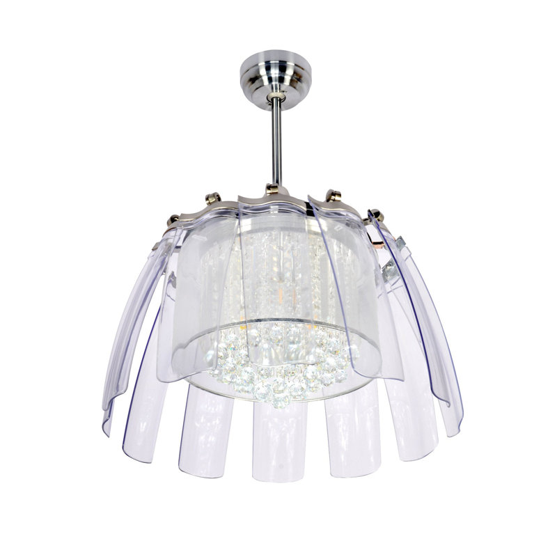 Bluebell 50-inch 11-Blade Smart Crystal Chandelier Ceiling Fan with LED Light & Remote