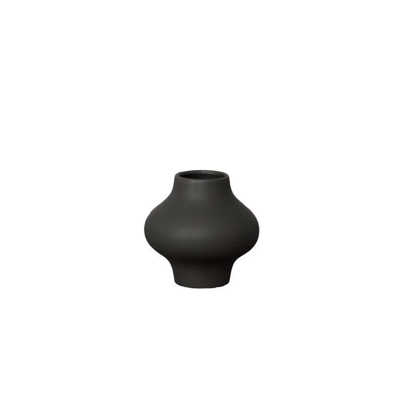 Ceramic Round Bellied Vase with Narrow Mouth Matte Finish Black..6.25"x6.25"x6.00"H