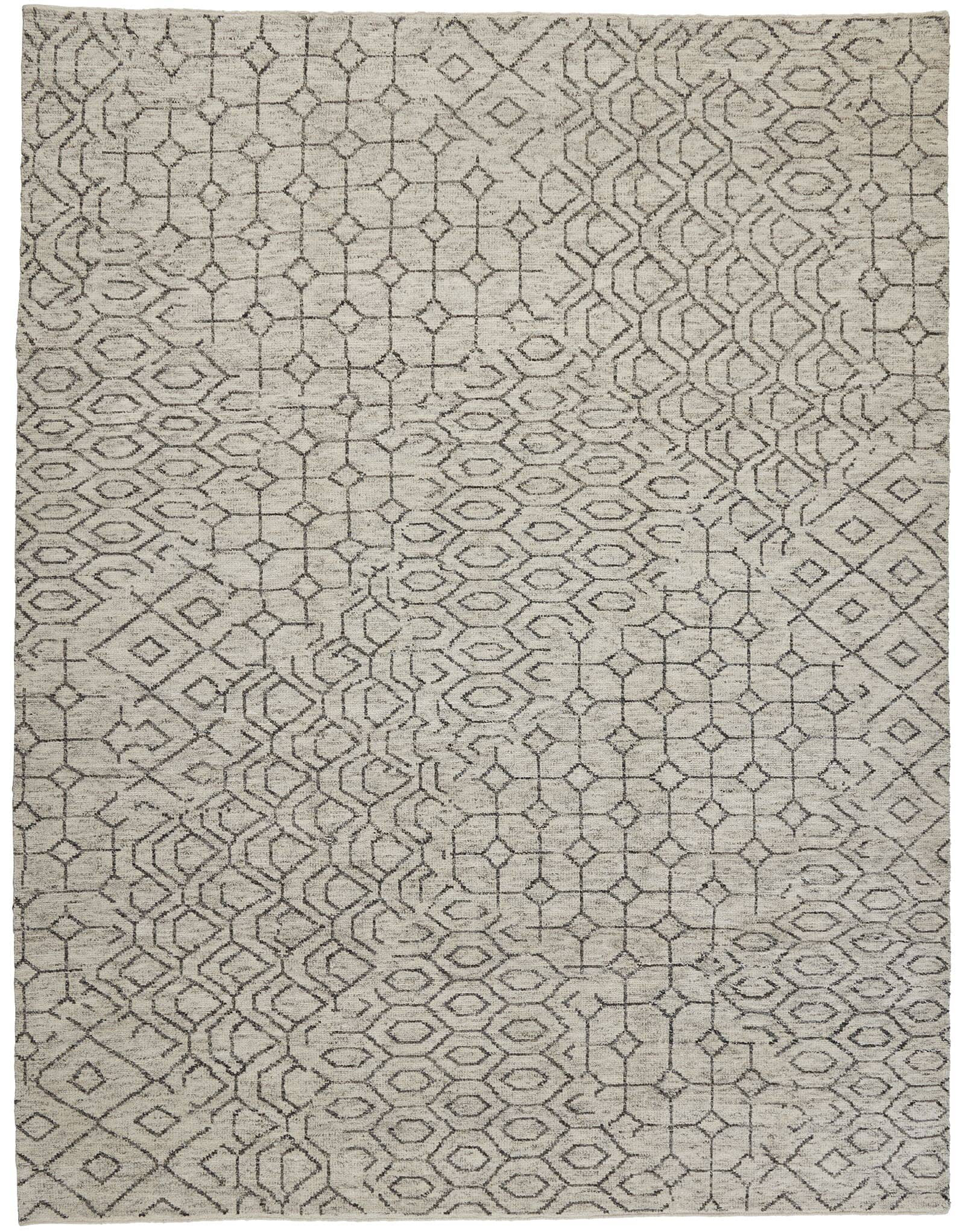 Tufenkian Sashiko Geometric Hand Knotted Wool/Silk Area Rug in Gray ...