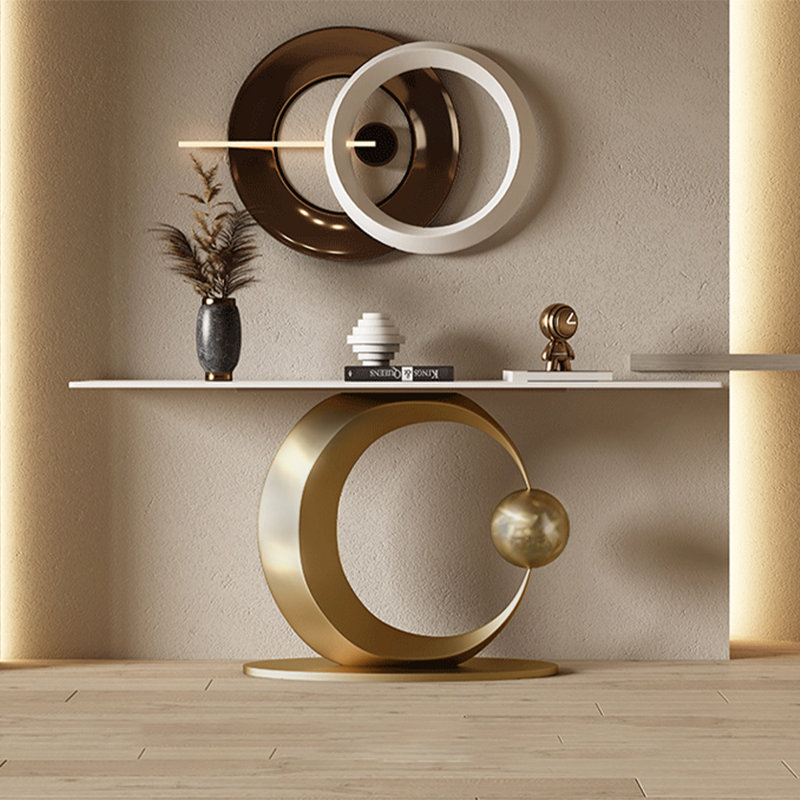 Bardon Modern Console Table with Sintered Stone Tabletop for Entryway & Living Room, 33.07" H x 39.37" W x 15.75" D