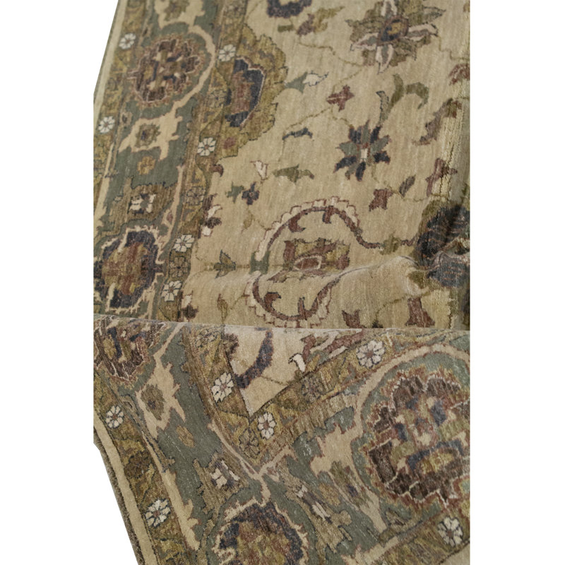 Ziegler Hand-Knotted High-Quality Beige and Green Area Rug
