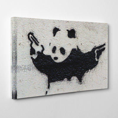 Banksy Panda Guns Graffiti - Wrapped Canvas