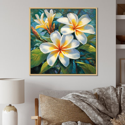 White Plumeria Symphony Magic - Plumeria Framed Canvas Print