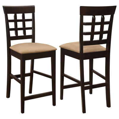 De 2 tabourets à hauteur de comptoir rembourrés beiges et cappuccino - 2 sièges idéaux pour les moments de détente