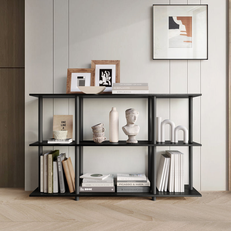 Easy Twist Assembly 3-Tier Wide Display Shelf In Black, Black