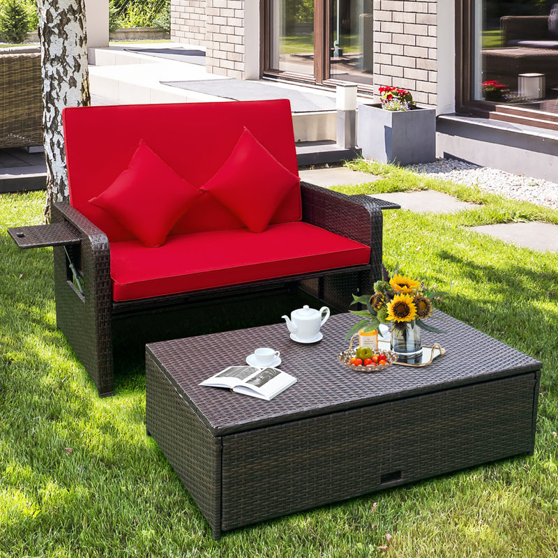Causeuse d'extérieur avec coussins Armonee, Rouge