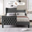 Lit double en velours gris