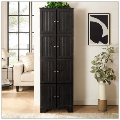 Grande armoire de rangement avec 8 portes et 4 tablettes, parfaite pour organiser et maximiser l'espace dans n'importe quelle pièce