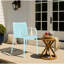 Fauteuils empilables modernes en plastique bleu, construction en polypropylène résistant aux intempéries, dossier à lattes, montage facile, adaptés à la décoration de jardin et de balcon (lot de 4), grande capacité de charge, légers, pour bord de piscine