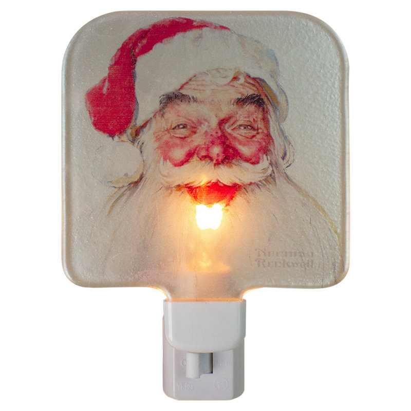 Veilleuse de Noël en verre 6 "Norman Rockwell" Santa Claus