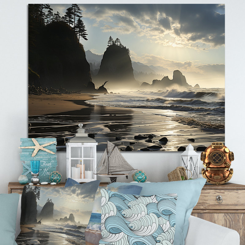 Photo de plage ensoleillée - impression, H 34 po x l 44 po x P 1,5 po, Toile tendue