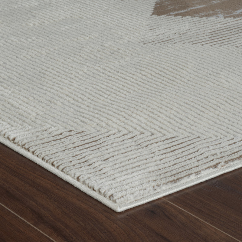 Rug Branch Lira 5' x 8' (5'3" x 7'7") Beige/Brown Geometric Indoor Area Rug, Contemporary, Medium Pile, Stain-Resistant Carpet - Living Room, Bedroom, Dining Room, and Kitchen