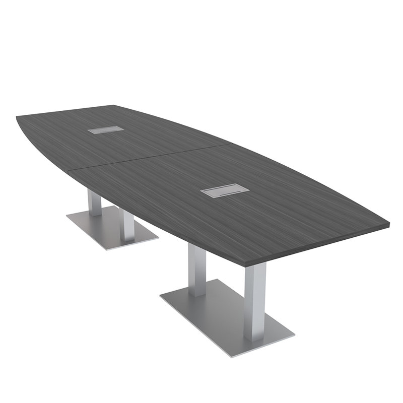 Table de conférence en forme de bateau avec base en métal double | Unité électrique, Nuit asiatique, Argent argent