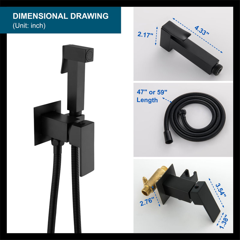 Single-Hole Horizontal Bidet Faucet, Matte Black