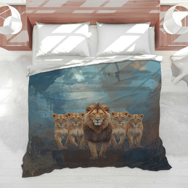 Lion With Cub Group Comforter, Twin