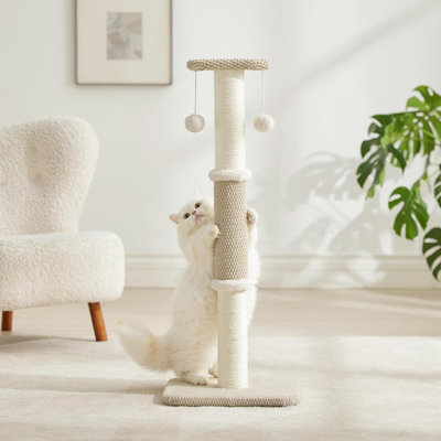 Tall Cat Scratching Post - Premium Sisal Rope Highly Resistant Carpet Scratching Posts For Indoor Cats Adults, Sturdy Large Cat Scratch Pole With Hanging Ball,
