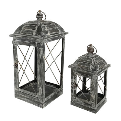 Lanterne métallique et verre, ensemble de 2