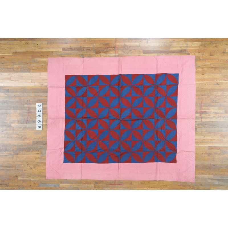 Wool Antique Quilt Needlework Allover Geometric 1920s Multicolor Jewel Tones Rug
