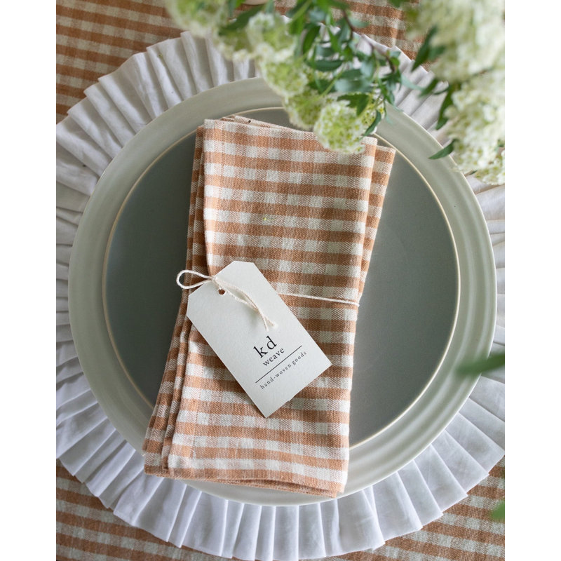 Tan Gingham Napkin - Set of 2