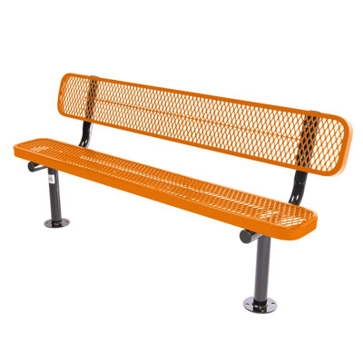 Bench, Black, Expanded, 6Ft, With Back, Surface