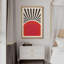 «Vibrant Polygon Motif Red Sun Landscape», reproduction d'art sur toile-94585305-94585307