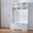 5-In-1 Hall Tree With Bench, Shoe Storage & 3 Open Cabinets, Farmhouse Design For Hallway And Living Room