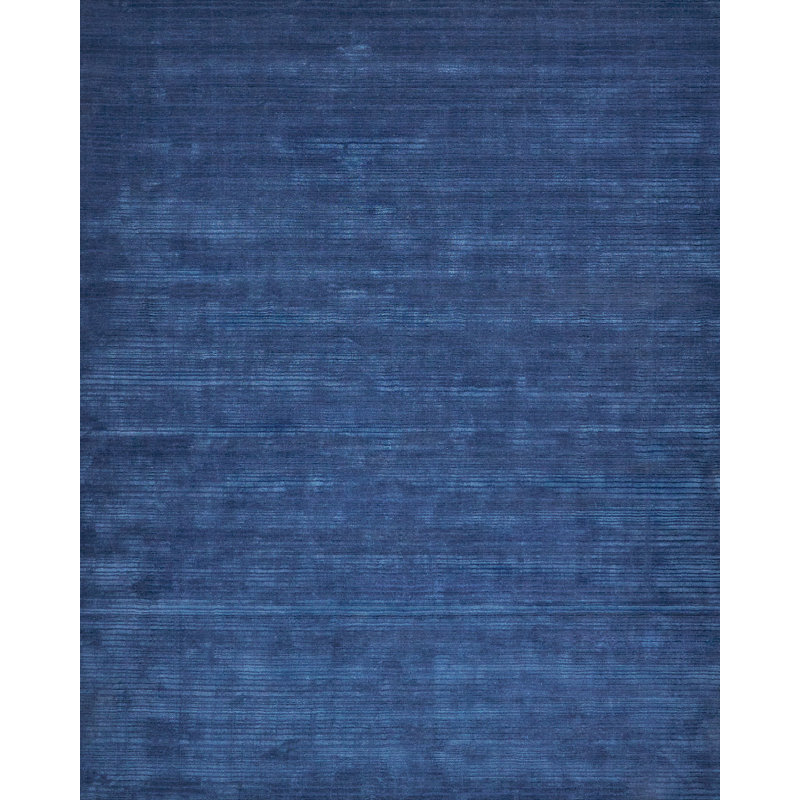 Cavallo Modern handloomed Nylon/Wool Silver Area Rug, Rectangle 12' x 15', Navy