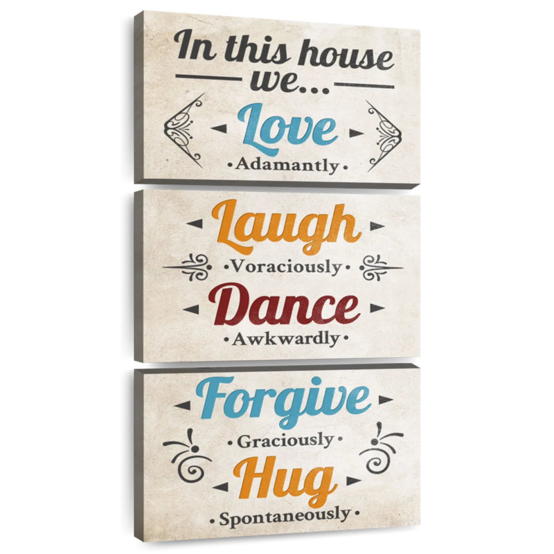 Plaque murale «Blissful Family Rules», H 38 po x l 18 po