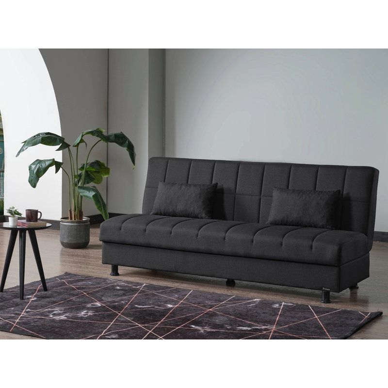 Canapé-lit convertible de 75 po avec rangement Sasta, Noir, noir, noir, noir