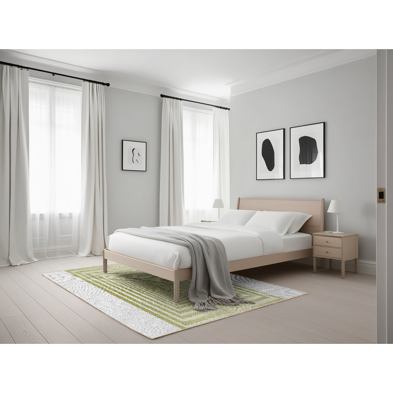 Tapis gris/vert à motifs, Rectangle 5 pi x 7 pi