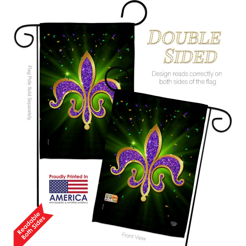 Drapeau de jardin en polyester 19 po x 13 po Fleur De Lis