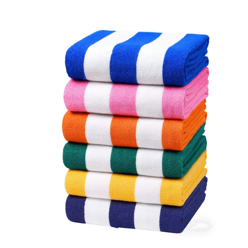 Ensemble de 6 serviettes de plage surdimensionnées à rayures 72 po x 40 po